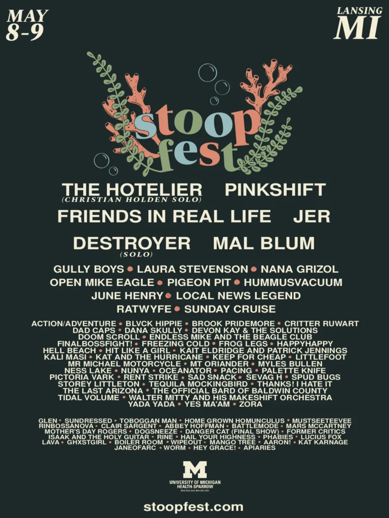 Dogsneeze on the Lansing, Michigan Stoopfest 2026 flyer.